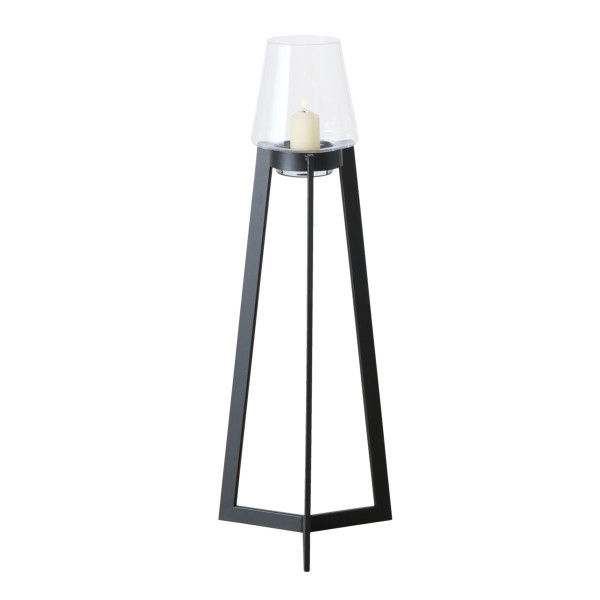 Windlicht TULIA in schwarz aus Materialmix
