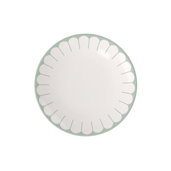 Speiseteller FLEUR vert in weiß aus Bone China