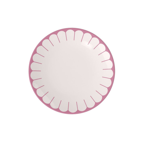 Speiseteller Fleur cassis in weiß aus Bone China
