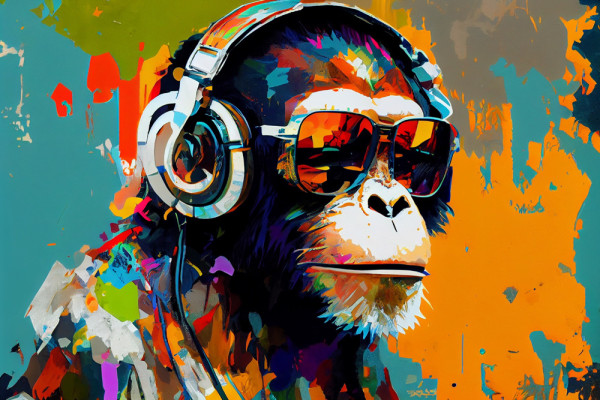 Akustikbild DJ SCHIMPANSE aus Materialmix