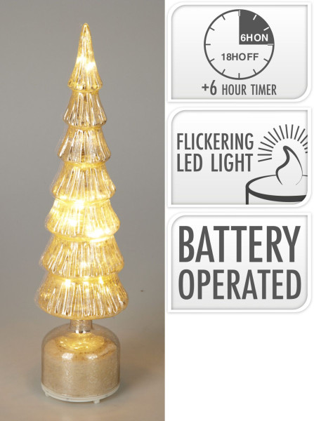 Weihnachtsbaum LED in silberfarben aus Glas