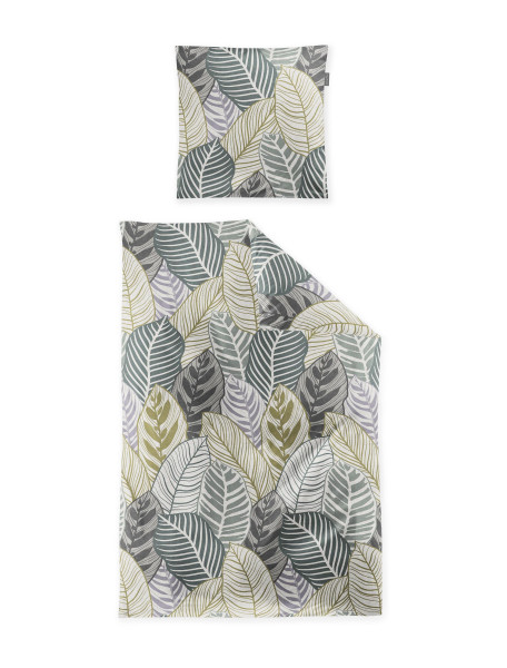 Bettwäsche KOALA Biber in grün aus Baumwolle