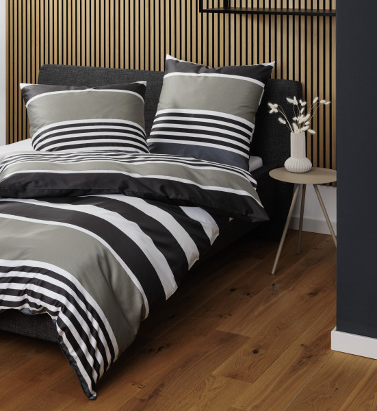 Bettwäsche DAVOS Biber in braun aus Baumwolle