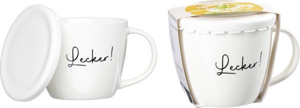 Suppentasse SOPPA in weiß/schwarz aus Porzellan