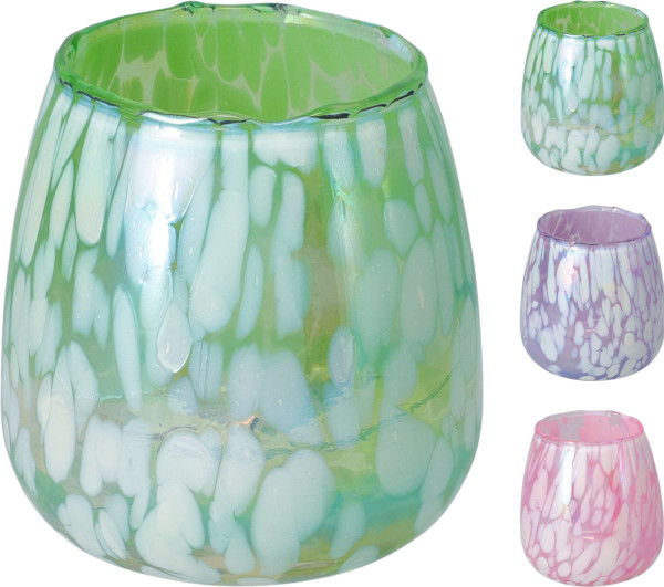 Teelichthalter in bunt aus Glas