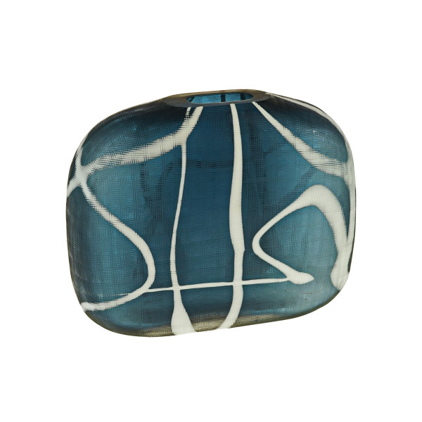 Vase CAJA in blau aus Glas