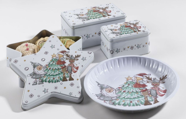 Gebäckdose CHRISTMAS STAR in mehrfarbig aus Metall