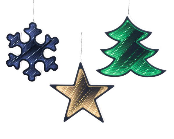 Christbaumschmuck Hänger LED X-MAS in silberfarben aus Materialmix