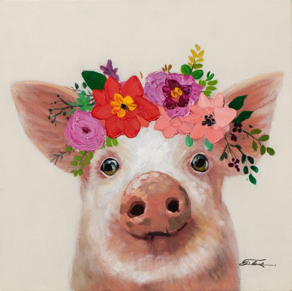 Keilrahmenbild LITTLE PIG in bunt aus Holz