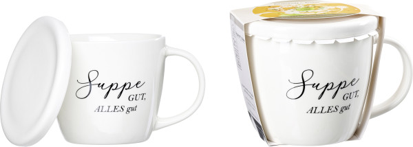 Suppentasse SOPPA in weiß/schwarz aus Porzellan