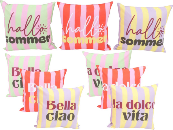 Kissen OUTDOOR STRIPES in mehrfarbig aus Polyester