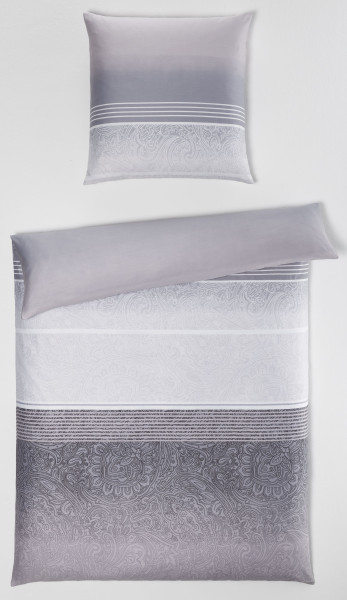 Bettwäsche ALEXIS Satin in grau aus Baumwolle