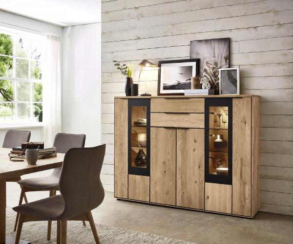 Highboard VALMONDO CORTONA in Wildeiche aus Massivholz
