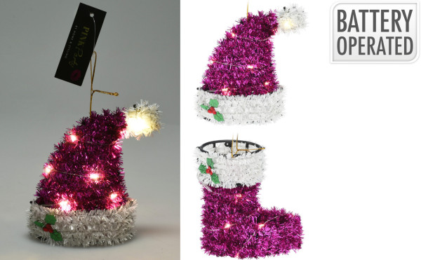 Dekoobjekt LED STIEFEL in pink aus Papier