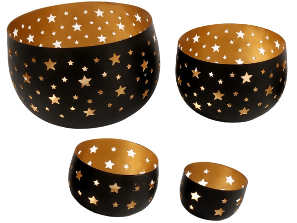 Windlicht STARS in schwarz aus Eisen