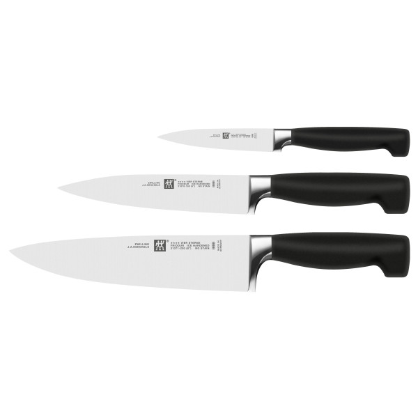 Messer-Set VIER STERNE in schwarz aus Materialmix