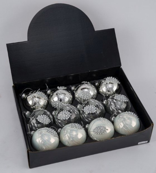 Weihnachtskugel in silberfarben aus Glas