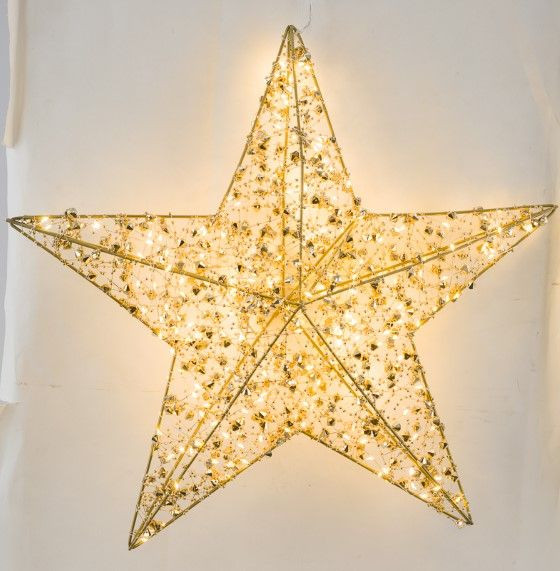 Weihnachtsstern LED in goldfarben aus Metall