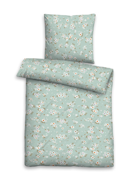 Bettwäsche Satin in grün aus Baumwolle
