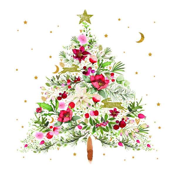 Servietten CHRISTMAS TREE in weiß aus Papier
