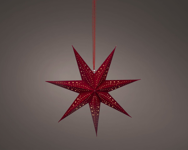 Papierstern LED in rot aus Papier
