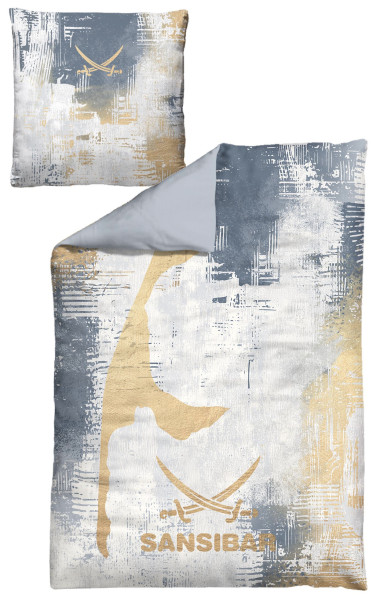 Bettwäsche SANSIBAR Satin in blau aus Baumwolle