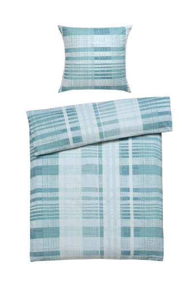 Bettwäsche HANNAH Flanell in grün/blau aus Baumwolle