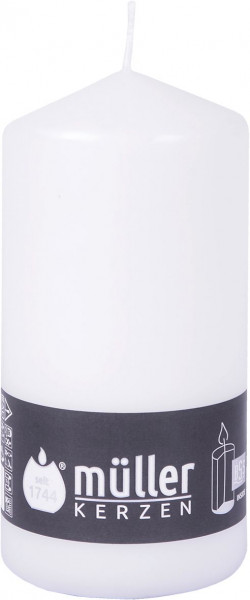 Stumpenkerze WHITE in weiß aus Wachs
