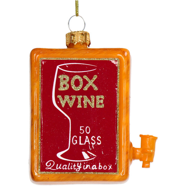 Weihnachtskugel WEINKISTE in rot aus Glas