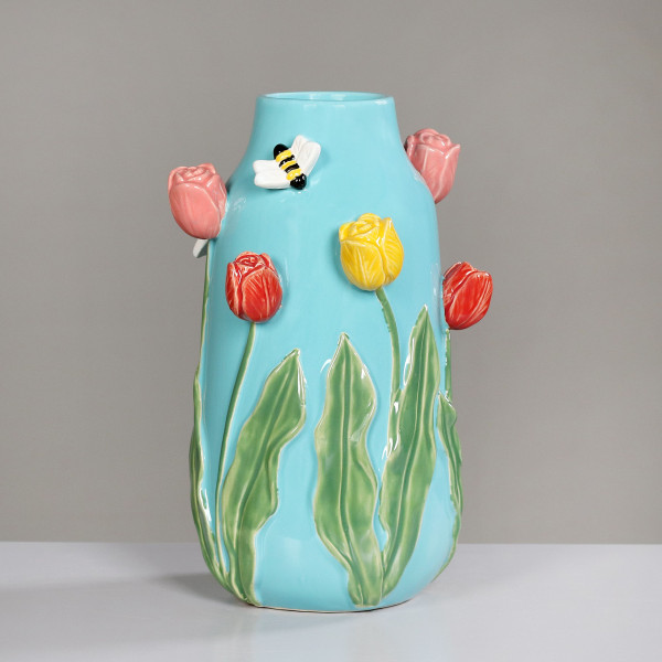 Vase in blau aus Keramik