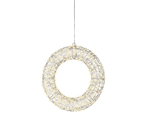 Drahtkranz LED in silberfarben aus Metall