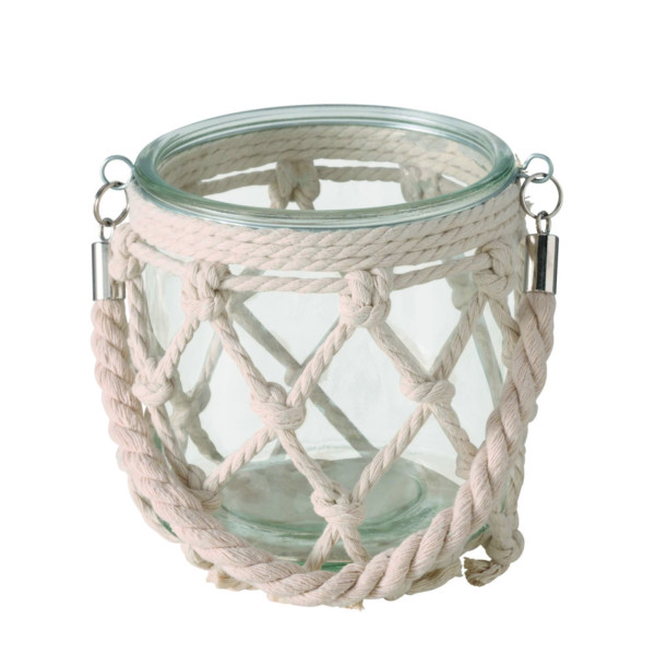 Windlicht NETTY in creme aus Materialmix