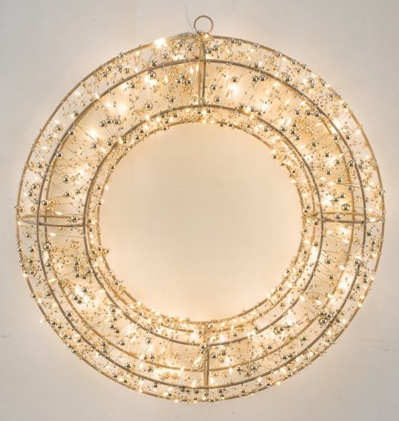 Drahtkranz LED in goldfarben aus Metall