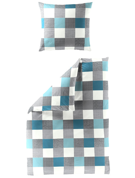 Bettwäsche Seersucker aqua aus Baumwolle