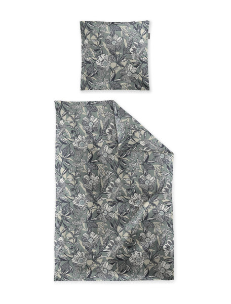 Bettwäsche WAVE Satin in Salbei aus Baumwolle