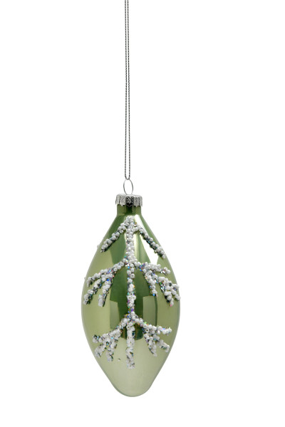 Weihnachtskugel Zapfen PEARLS in Salbei aus Glas