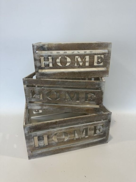 Holzkiste HOME in natur aus Holz