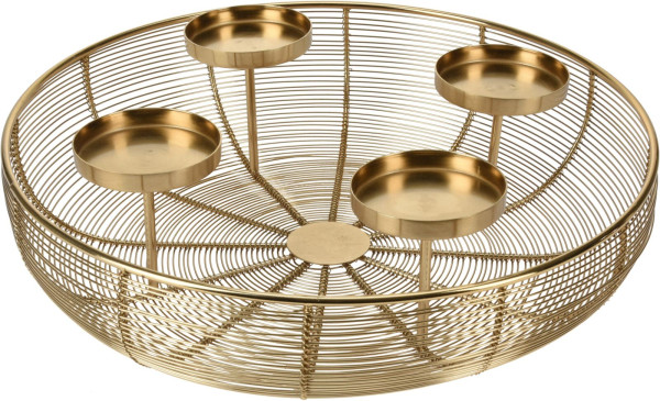 Teelichthalter Schale in goldfarben aus Eisen