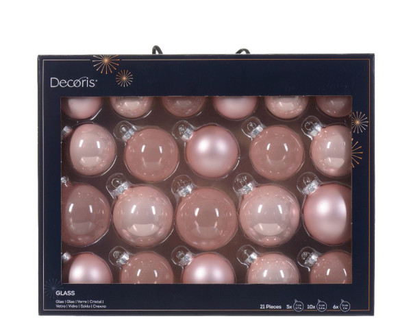 Weihnachtskugel-Box MIDI PUDERROSA in rosa aus Glas