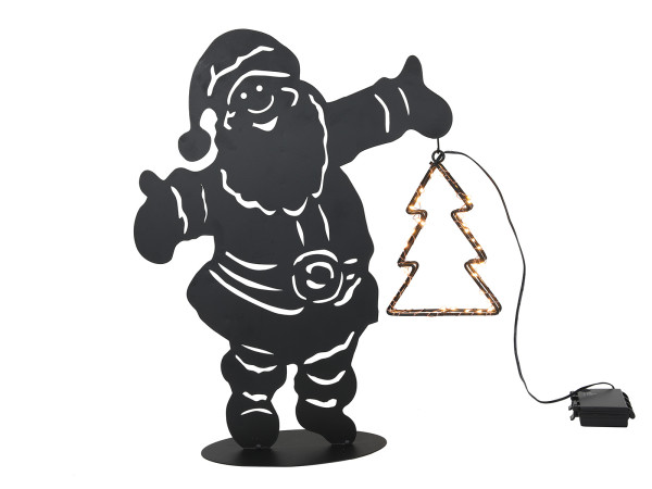 Dekofigur LED WEIHNCHTSMANN in schwarz aus Metall