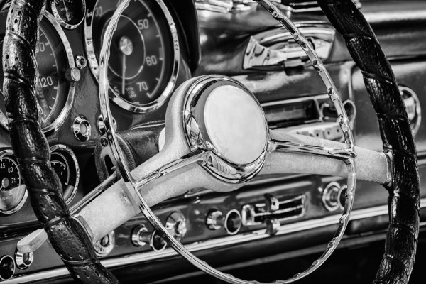 Akustikbild OLDTIMER LENKRAD aus Materialmix