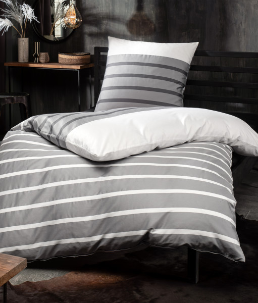 Bettwäsche PALERMO Mako-Satin in grau aus Baumwolle