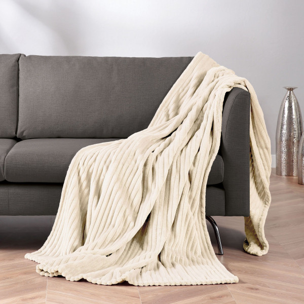 Decke FEINCORD weiß in weiß aus Polyester
