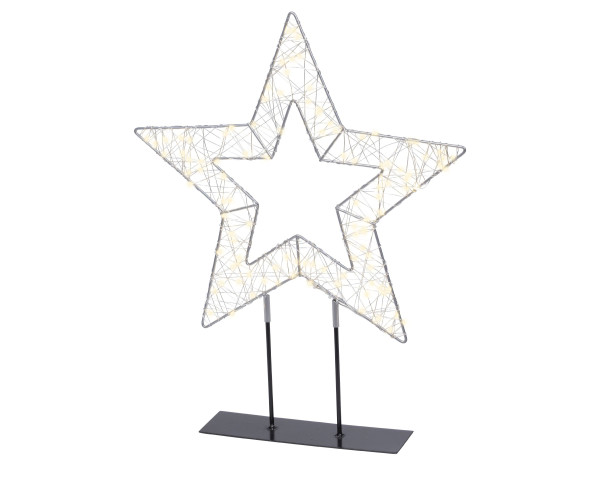 Weihnachtsstern LED auf Ständer in silberfarben aus Metall