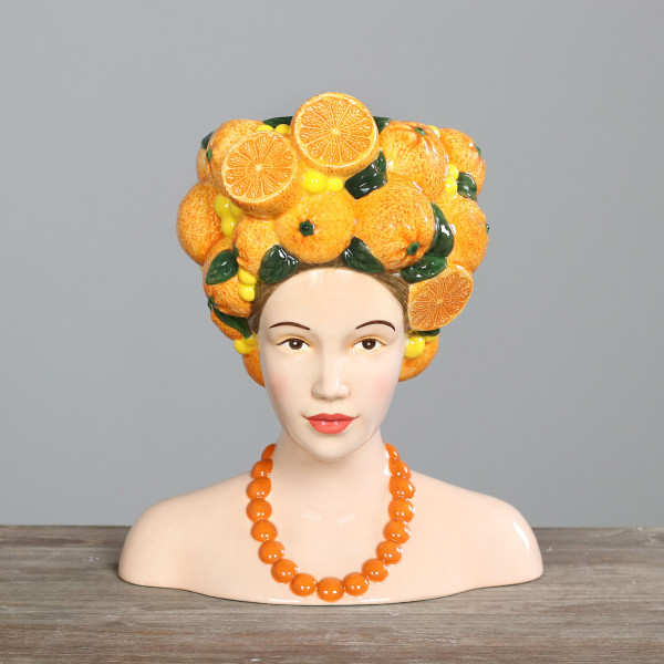 Deko-Büste in orange aus Keramik