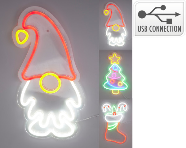 Dekofigur NEON X-MAS in mehrfarbig aus Kunststoff