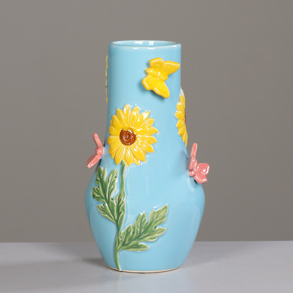 Vase in blau aus Keramik