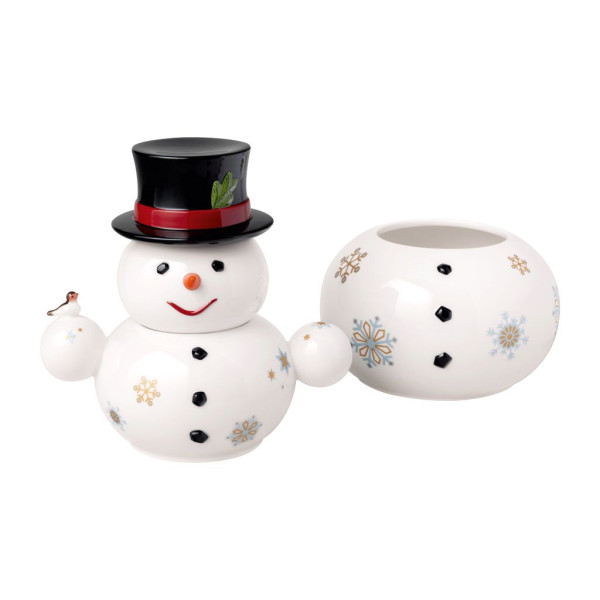 Dose Schneemann in mehrfarbig aus Bone China