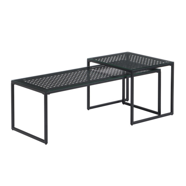 Couchtisch in schwarz aus Materialmix