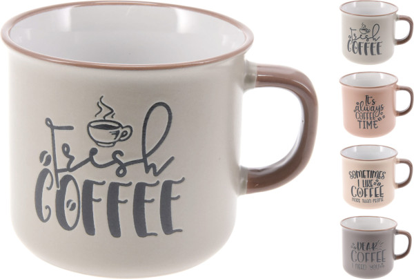 Kaffeebecher COFFEE in mehrfarbig aus Keramik